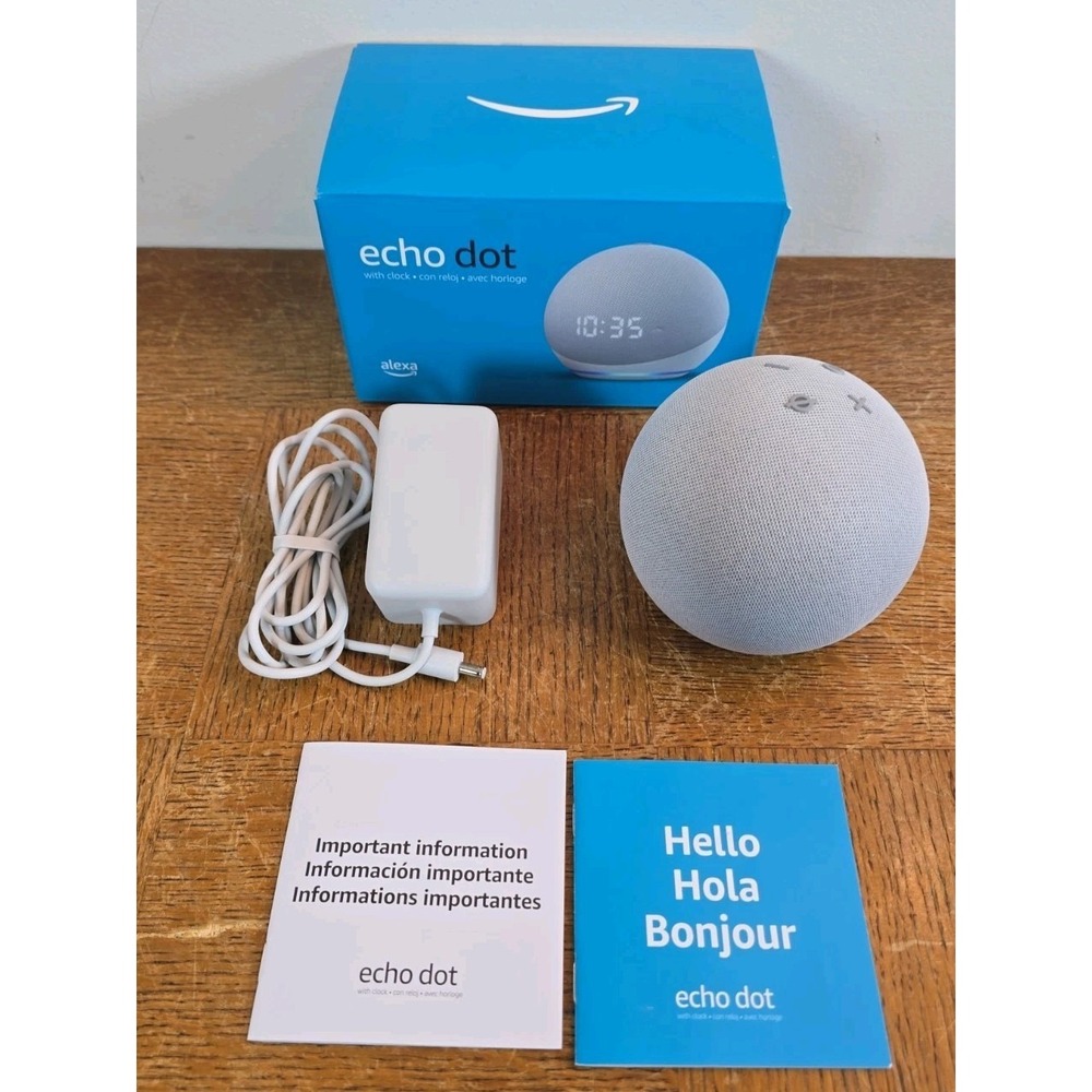 Amazon Echo Dot 4th Generation Smart Speaker w/ Clock & Power Cord - B7W644